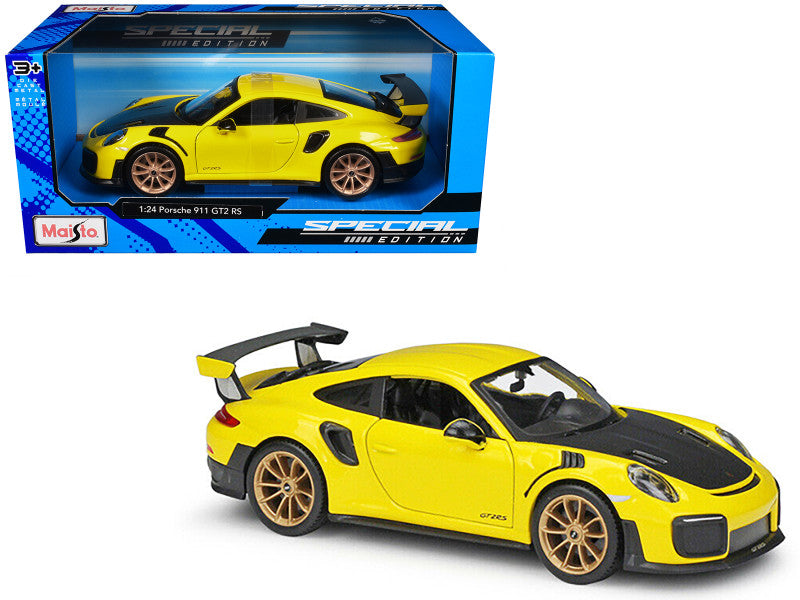 Porsche 911 GT2 RS 2018 Yellow/Carbon/Gold "Special Edition" – 1:24 Diecast by Maisto
