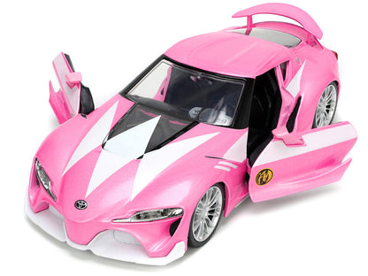 1:24 Toyota FT-1 Concept Pink Metallic and Pink Ranger Figurine "Power Rangers" from"Hollywood Rides" by Jada