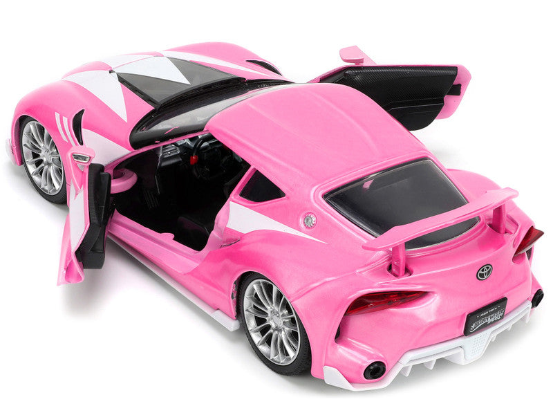 1:24 Toyota FT-1 Concept Pink Metallic and Pink Ranger Figurine "Power Rangers" from"Hollywood Rides" by Jada