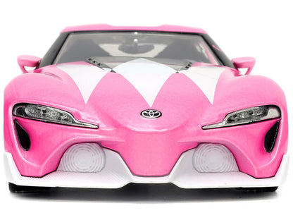 1:24 Toyota FT-1 Concept Pink Metallic and Pink Ranger Figurine "Power Rangers" from"Hollywood Rides" by Jada