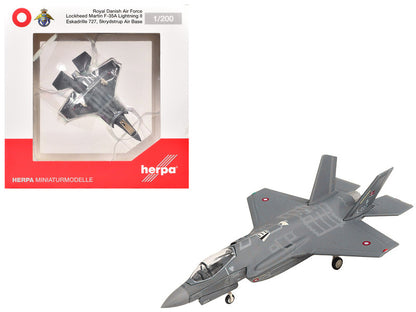 1:200 Lockheed Martin F-35A Lightning II Aircraft "Eskadrille 727 Skrydstrup Air Base" (L-007) Royal Danish Air Force Diecast Model by Herpa